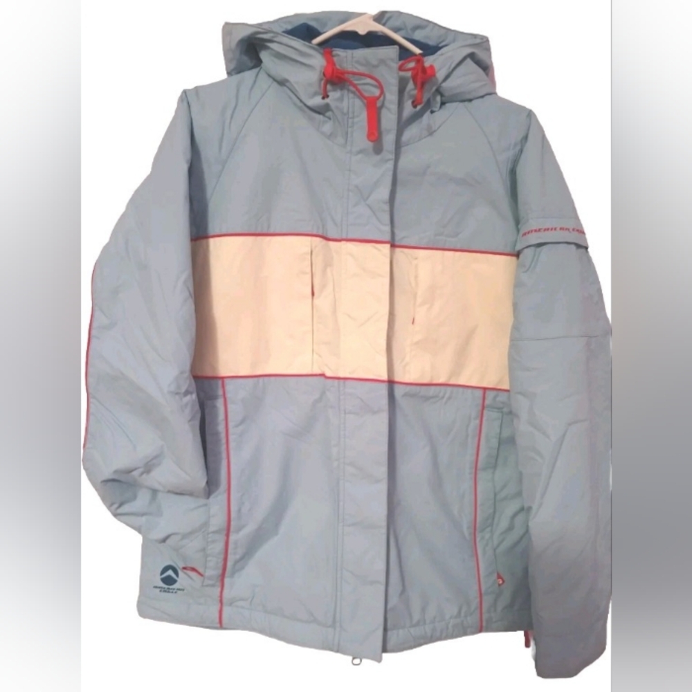 American Eagle Outfitters Blue and Cream Hooded Jacket